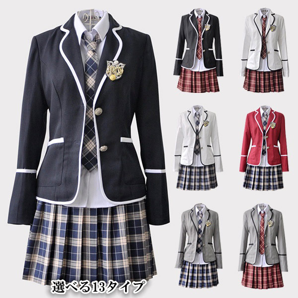 学生服 スクール服 卒業式 スーツ ジャケット/ブラウス/スカート 発表会 中学校 高校生 13タイプ  グレー/ブラック/レッド/ホワイト