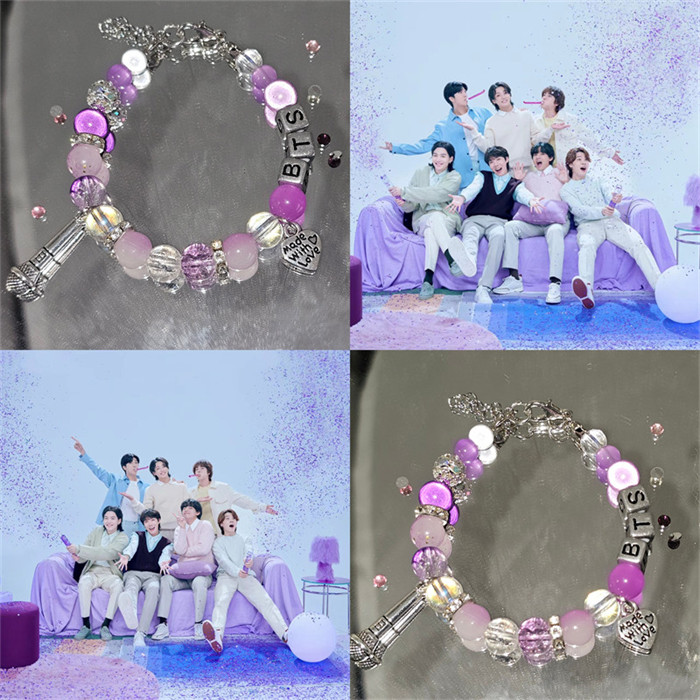 BTS防弹少年団 応援カラー パープル ブルー マイクブレスレット