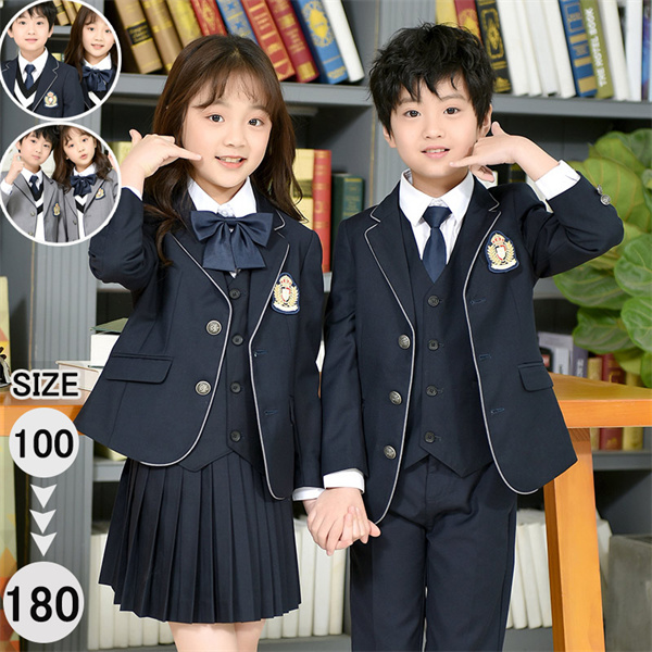 子供スーツ 4点セット 卒業式 入学式 紺 女の子 男の子 制服 ジュニアスーツ キッズ フォーマル 小学生 中学生 高校生 七五三 韓国風 卒園式 入園祝い グレー