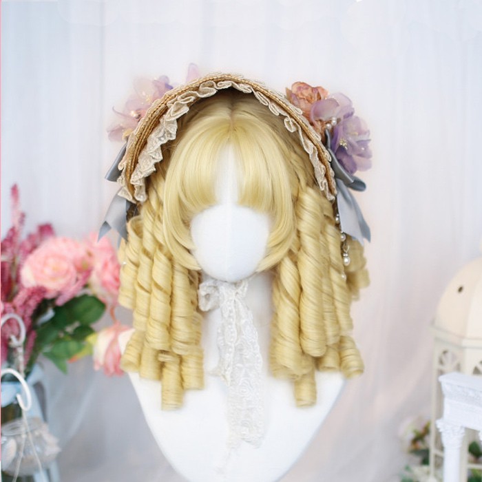 フルウィッグ かつら 金髪 巻き毛 女性 前髪あり 原宿 可愛い キュート ウイッグ wig コスプレ 耐熱ウィッグ 小顔効果抜群 コスチューム ロリータ 文化祭 学園祭 イベント ハロウィン レトロ風 変装 仮装 女装