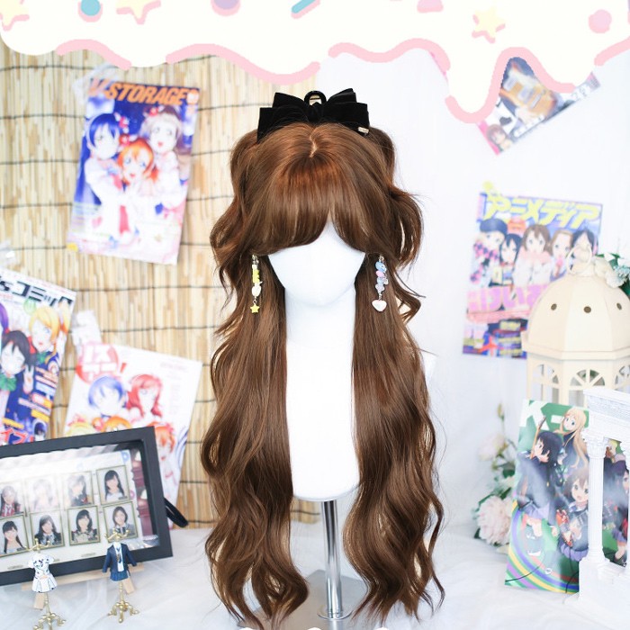 フルウィッグ ロング ウェーブ 巻き髪 かつら 女性 カール レディース ギャル (高熱糸) フルウイッグ 前髪 女装 耐熱 自然 通気 小顔効果
