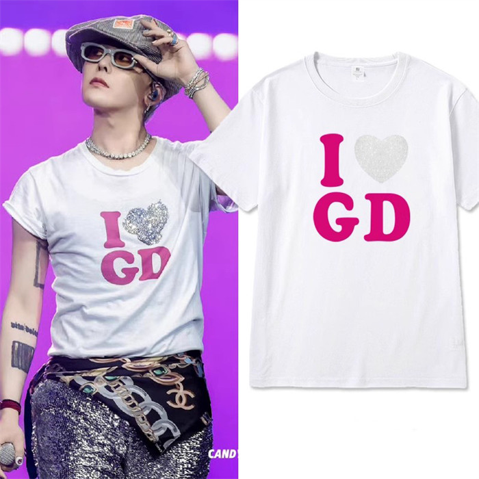 G-DRAGON ジードラゴン Tシャツ ハート 半袖 トップス 2025年 ワールドツアー K-POP グッズ 推し活 応援グッズ 応援Tシャツ ステージ衣装 白 ホワイト 黒 ブラック 男女兼用
