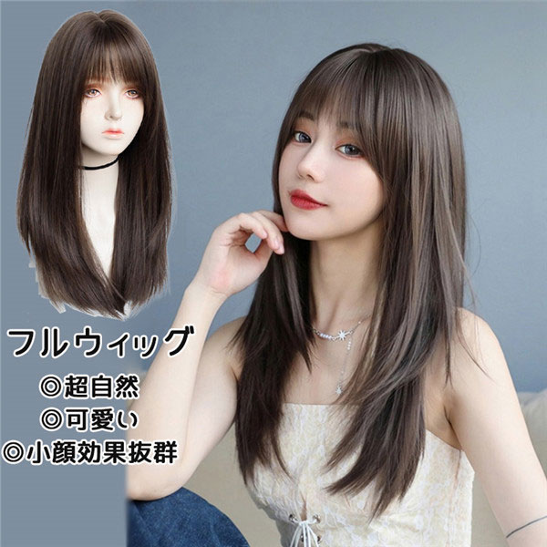 普段使いにも◎ ストレート ロングヘア フルウィッグ ナチュラルブラウン