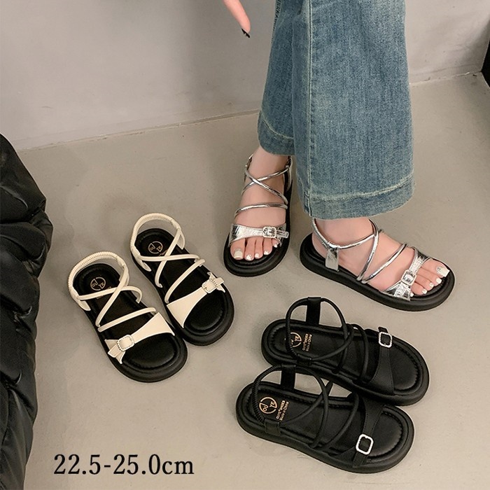 サンダル レディース フラット サンダル ビーチサンダル ゴム仕様 ローヒール 楽ちん 美脚 夏サンダル ぺたんこ ローヒール 靴 ビーチサンダル 海 旅行 3colors 痛くない 疲れない 滑り止め 22.5〜25CM ブラック ベージュ シルバー