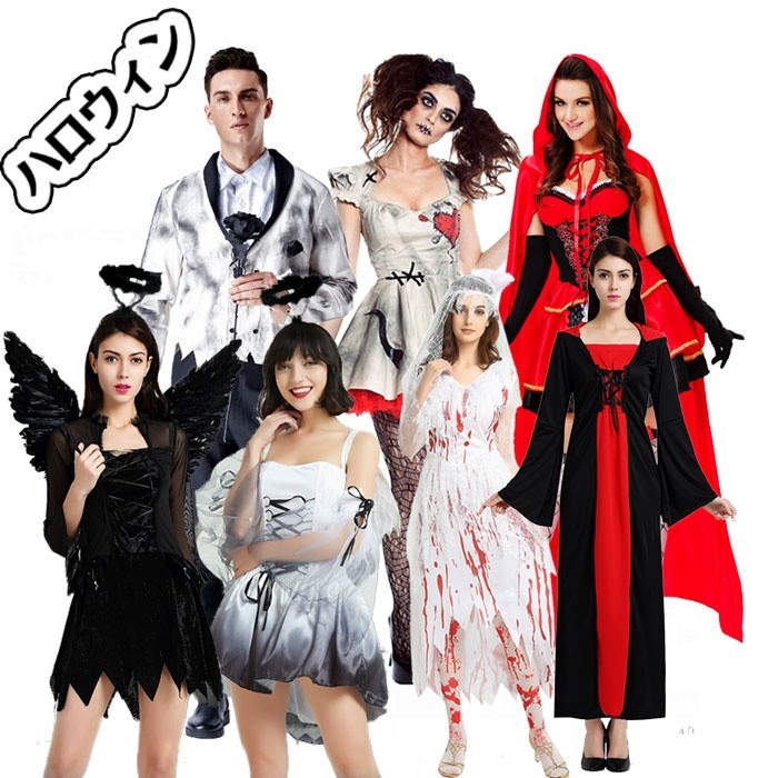 ハロウィン コスプレ デビル コスプレ セット 魔女 ウィッチ 悪魔 小悪魔 巫女 仮装 ワンピース ロング丈 セット ストレッチ 大きいサイズ 衣装 仮装 コスチューム 可愛い セクシー 大人 レディース コスプレ衣装