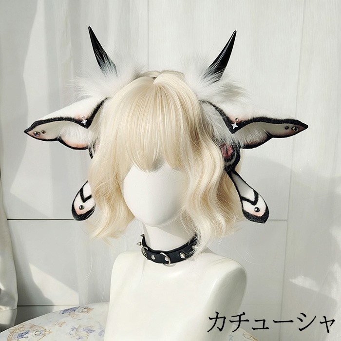 カチューシャ ハロウィン 仮装 悪魔 ヴィラン デビル ホワイト ブラック コスプレ用 ヘッドドレス フェイクファー製 ヘアアクセサリー ふわふわ 耳飾り かわいい セクシー 可愛いコスプレ 小物 撮影 グッズ レディース 大人 女性 ハロウィン コスチューム
