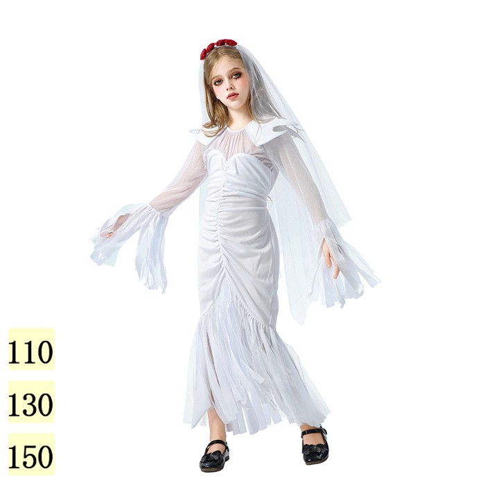 ハロウィン 仮装 花嫁 ゾンビ 花嫁ゾンビ 子供 可愛い ハロウィンコスプレ ゾンビ花嫁 ロング 大きいサイズ かわいい コスチューム ハロウィン仮装 コスプレ衣装 コスプレ仮装 ウェディングドレス コスプレ 衣装 コスプレハロウィン 白 黒