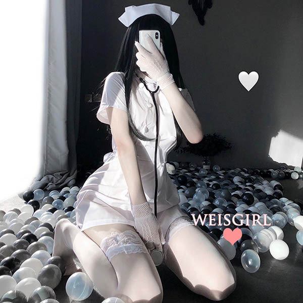 セクシー　ナース風　ミニスカ コスプレ衣装 ホワイト